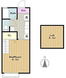 美里ハウスせいせき 2階1Kの間取り