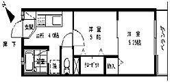 グリーンベール鬼高 2Kの間取図画像