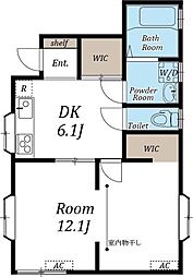 Sugar Rain 1階1DKの間取り