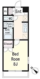 ロイヤル3101 4階1Kの間取り
