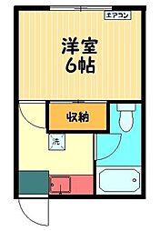 晴美マンション 1Kの間取図画像