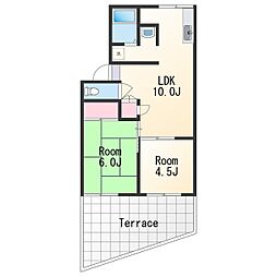 プレジール高塚Ａ棟 1階2LDKの間取り