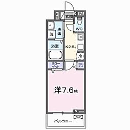 クルール 1Kの間取図画像