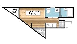 クラウンズコート羽沢 2階ワンルームの間取り
