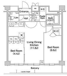 コンフォリア駒場 2階2LDKの間取り