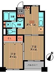 プライムアーバン勝どき 7階2Kの間取り