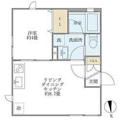 ミューズ新小岩 4階1LDKの間取り