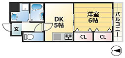 コスタレイ神戸三宮 5階1DKの間取り