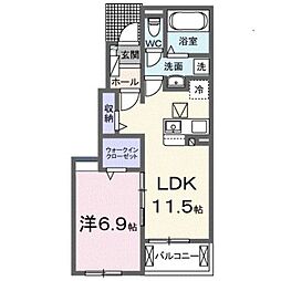 サンリットプレイス 1階1LDKの間取り