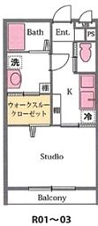 メゾン・ド・アベイユ 1Kの間取図画像