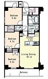 フレンシア目黒洗足 3LDKの間取図画像