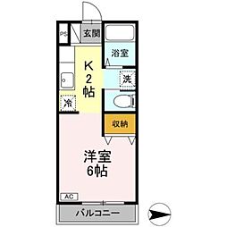 ハーミテージ 1Kの間取図画像