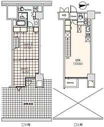 カスタリア芝公園 1階2LDKの間取り