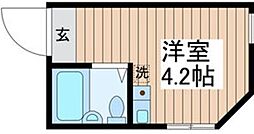 ライフピアビスタ 1階ワンルームの間取り