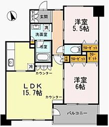 カスタリア荒川 6階2LDKの間取り
