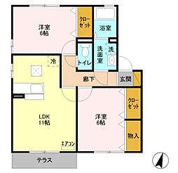 サンパーク2A 2LDKの間取図画像