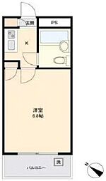 第2ビューハイツ 1Kの間取図画像