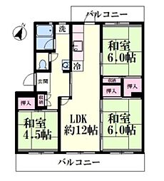 永山ハイツ 9階3LDKの間取り