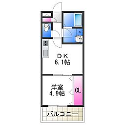 南海線 石津川駅 徒歩4分の賃貸アパート 1階1DKの間取り