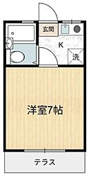 フリッシュブラター 1階1Kの間取り