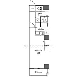 六本木ビュータワー 17階1Kの間取り