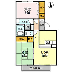 フレンドコーポB 2LDKの間取図画像