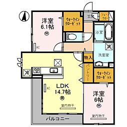 superieur 1階2LDKの間取り