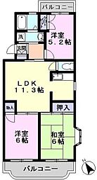 ジュネ向山一番館 3LDKの間取図画像