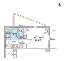 コンフォリア西馬込HILLSIDE 1階1Kの間取り