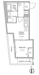 グローリオシェルト池袋本町 1階1DKの間取り