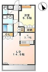 ツインヒルズ参番館 1LDKの間取図画像