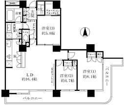 リバーポイントタワー 3LDKの間取図画像
