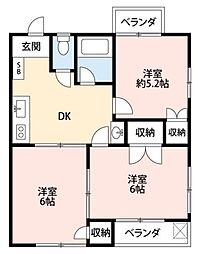 ヴィラアライ成城 1階3DKの間取り
