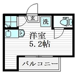 幸ハイツ ワンルームの間取図画像