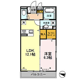 ラ・フレーズ川越 1LDKの間取図画像