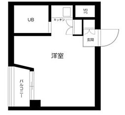 東急東横線 学芸大学駅 徒歩3分の賃貸マンション 1階ワンルームの間取り
