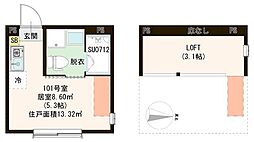Maison Fleur 氷川台 1階ワンルームの間取り