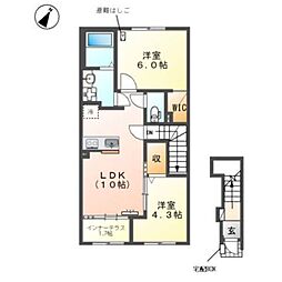 仮)日野市西平山 アパート新築工事 2LDKの間取図画像