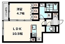 ロセット江古田 2階1LDKの間取り