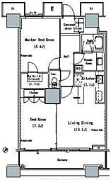 ザ・東京タワーズミッドタワー 27階2LDKの間取り