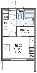 レオパレスクレスト 1階1Kの間取り
