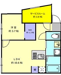 Lotus NAKANOSHINBASHI 3階1SLDKの間取り