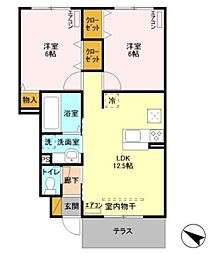 クラインベルク 1階2LDKの間取り