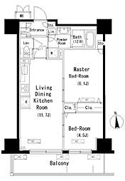 パークアクシス元浅草ステージ 11階2LDKの間取り