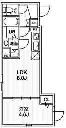 ウェルスクエアイズム用賀 1階1LDKの間取り