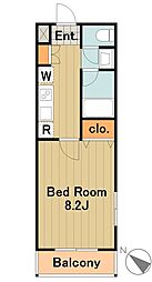 京王相模原線 京王堀之内駅 徒歩15分の賃貸マンション 2階1Kの間取り