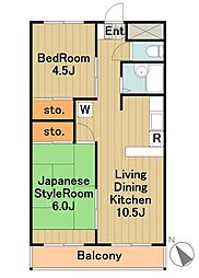 小田急小田原線 鶴川駅 バス12分 鶴川団地下車 徒歩2分の賃貸マンション 3階2LDKの間取り