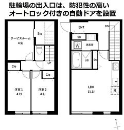 ＣＯＥＵＲ ＢＬＡＮＣ西荻窪 1階2SLDKの間取り