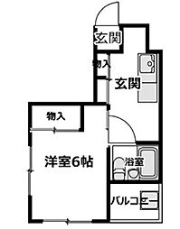 カーサ352 1階1Kの間取り