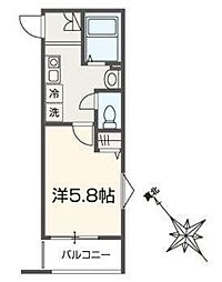 ＭＥＬＤＩＡ大袋 1階1Kの間取り